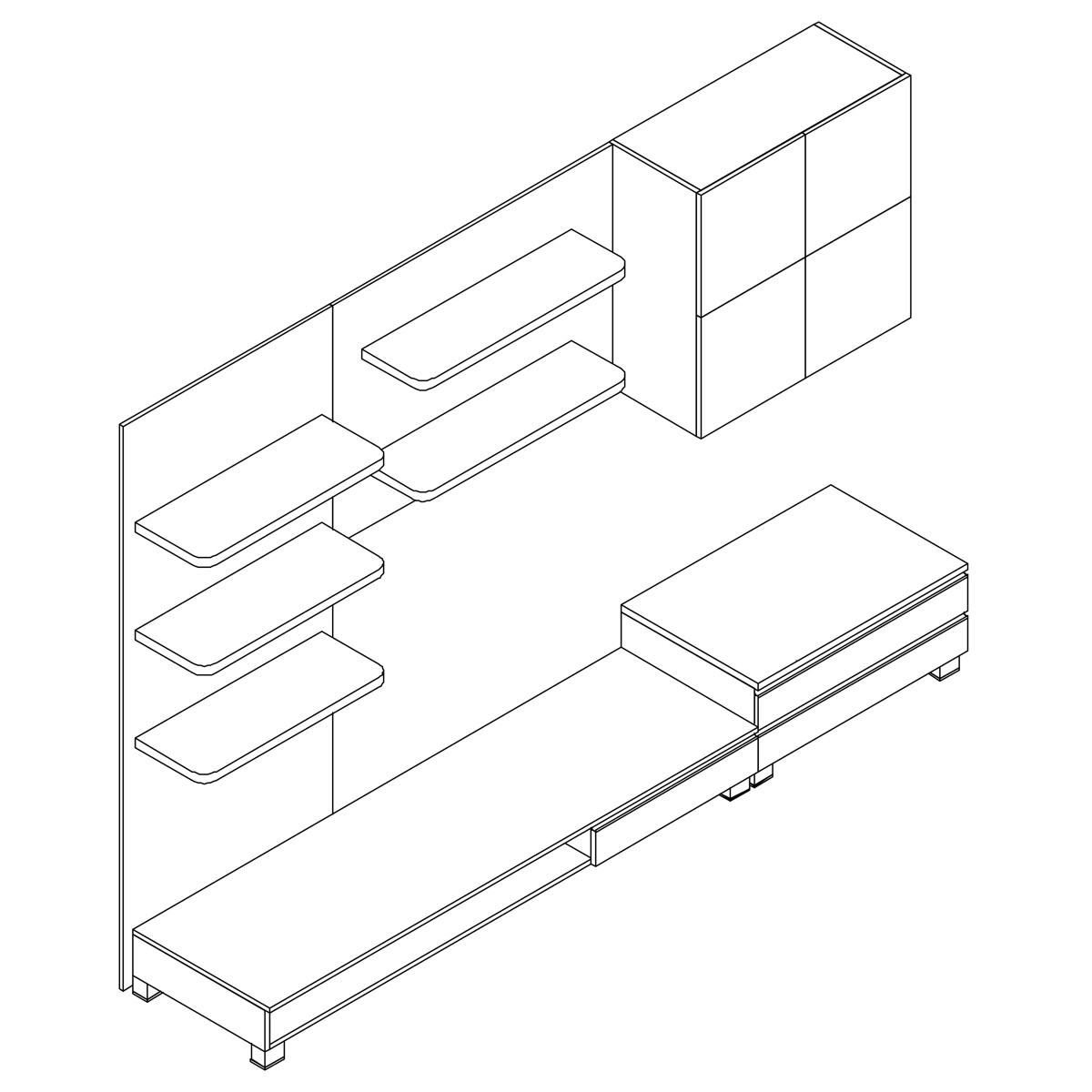 Obývací stěna 300x59x210cm, mdf, hnědá, 9HQ08 Autronic (foto 4)