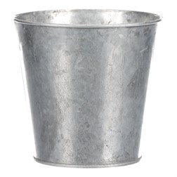 Obal kovový na květiny ve stříbrné barvě s dekorem srdce.