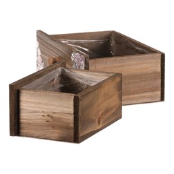 Šuplík dřevěný - obal, květinový dekor, cena za sadu 2 ks.