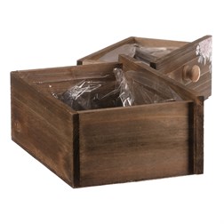 Šuplík dřevěný - obal, květinový dekor, cena za sadu 2 ks.