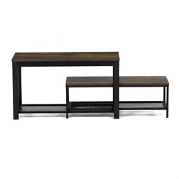 Botník 2 police, MDF dekor staré dřevo, kov - černý matný lak