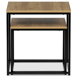 Set 2 ks odkládacích stolků, MDF, dekor divoký dub, kov, černý lak