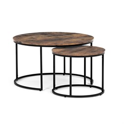 Set 2 ks stolíkov, MDF doska, dekor staré drevo, kovová podnož, čierny lak