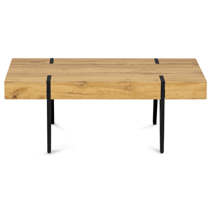 Konferenčný stolík 110x60x42, MDF biely dub, kov čierny matný AHG-233 OAK