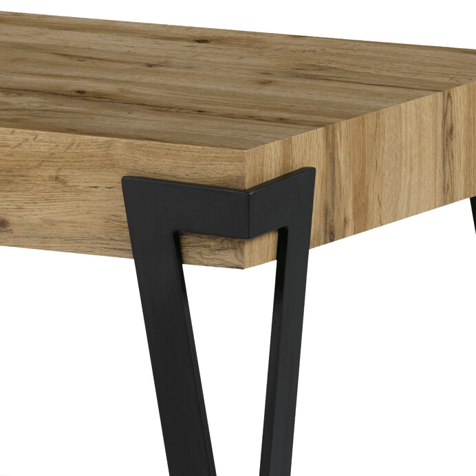 Konferenčný stolík, 112x62x43 cm, doska MDF, dekor divoký dub, kov - čierny mat - AHG-263 OAK