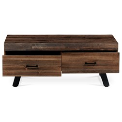 Konferenční stůl, 120x60 cm, MDF deska, masiv borovice, kov, černý lak