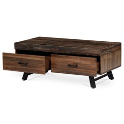 Konferenční stůl, 120x60 cm, MDF deska, masiv borovice, kov, černý lak