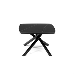 Stůl konferenční, deska slinutá keramika 120x70cm, černý mramor, nohy černý kov