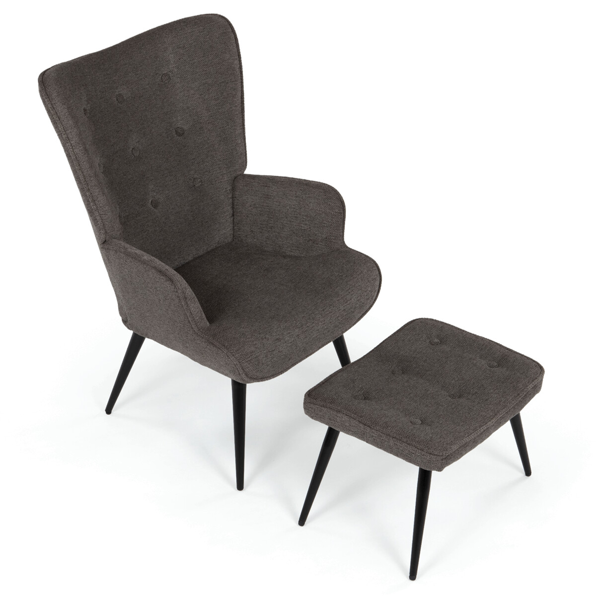 Relaxačné kreslo ušiak s podnožkou látka AK-303B GREY2
