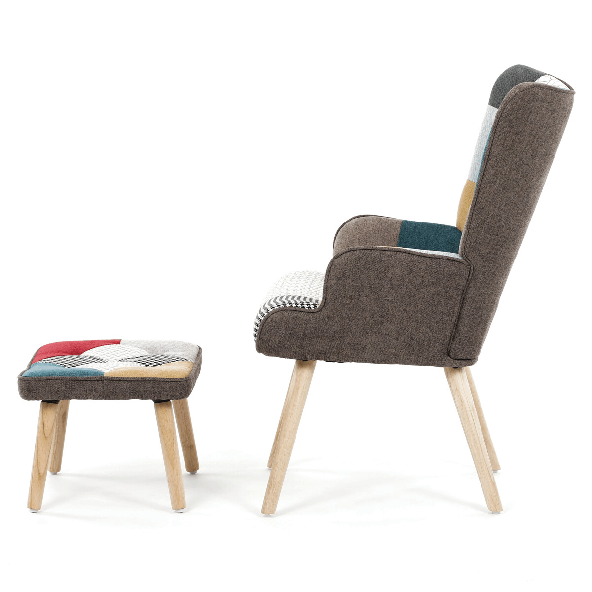 Kreslo ušiak s podnožou PATCHWORK 01