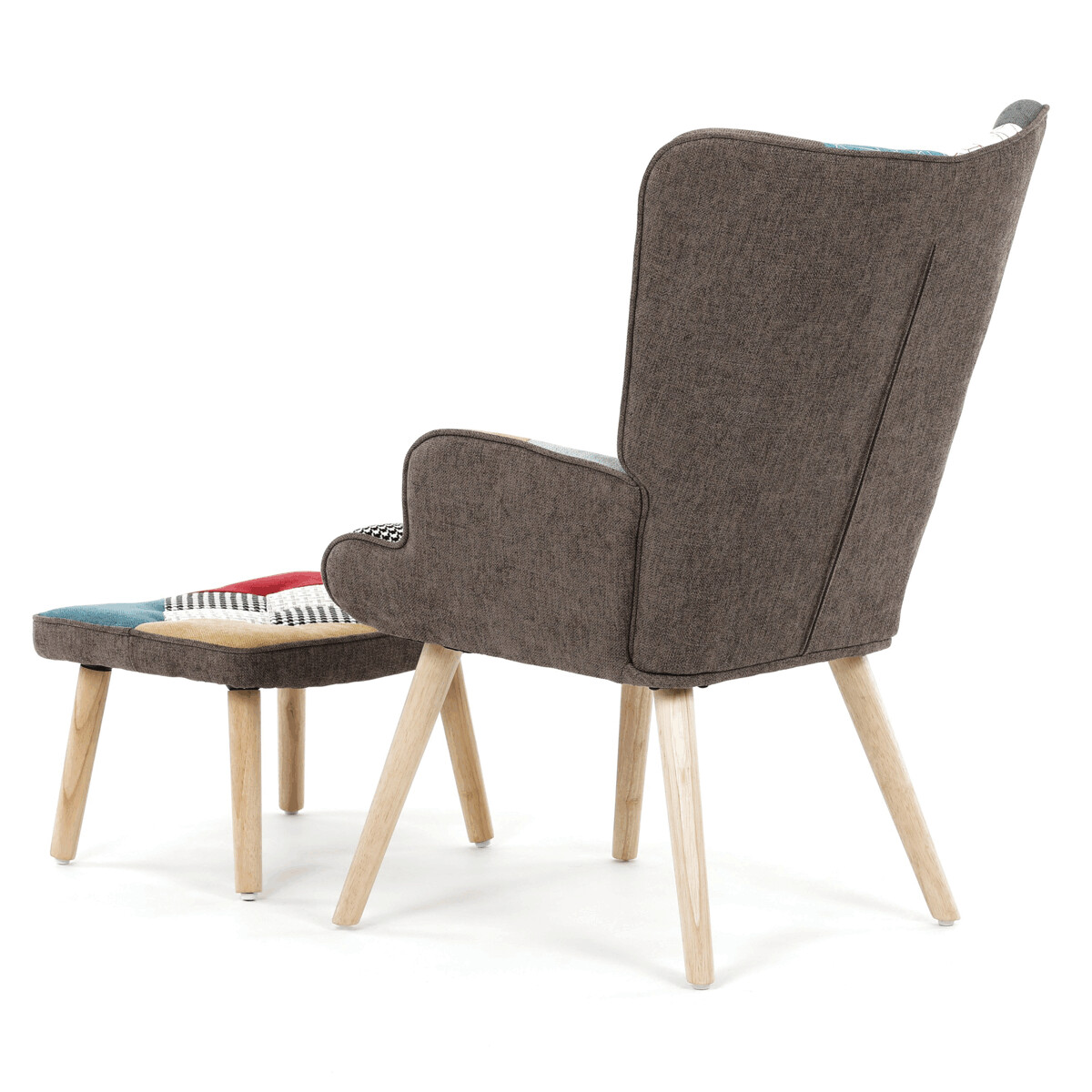 Kreslo ušiak s podnožou PATCHWORK 01