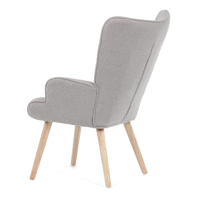Kreslo "ušák", poťah šedá látka bouclé, nohy masiv kaučukovník AK-309 GREY2