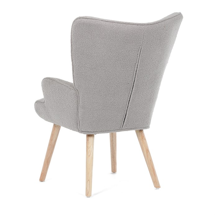 Kreslo "ušák", poťah šedá látka bouclé, nohy masiv kaučukovník AK-309 GREY2