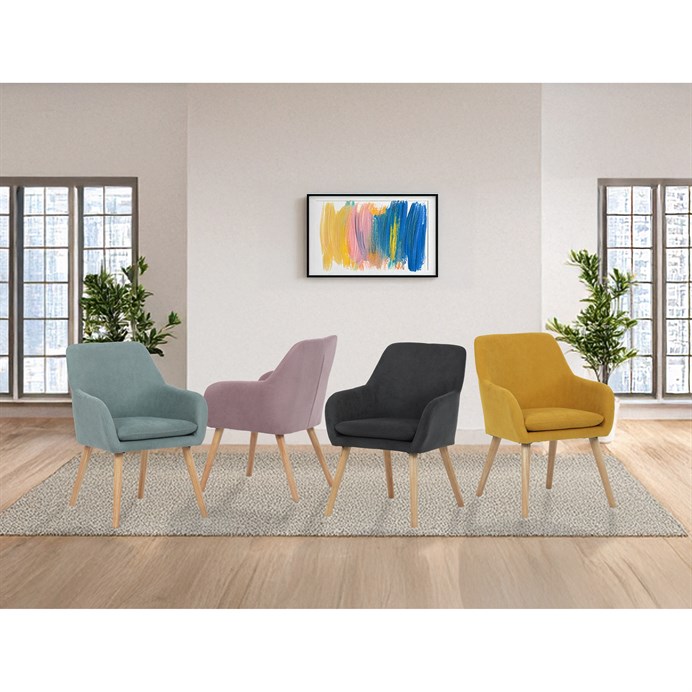 Kreslo, poťah starorůžová látka, nohy masiv kaučukovník AK-310 PINK2