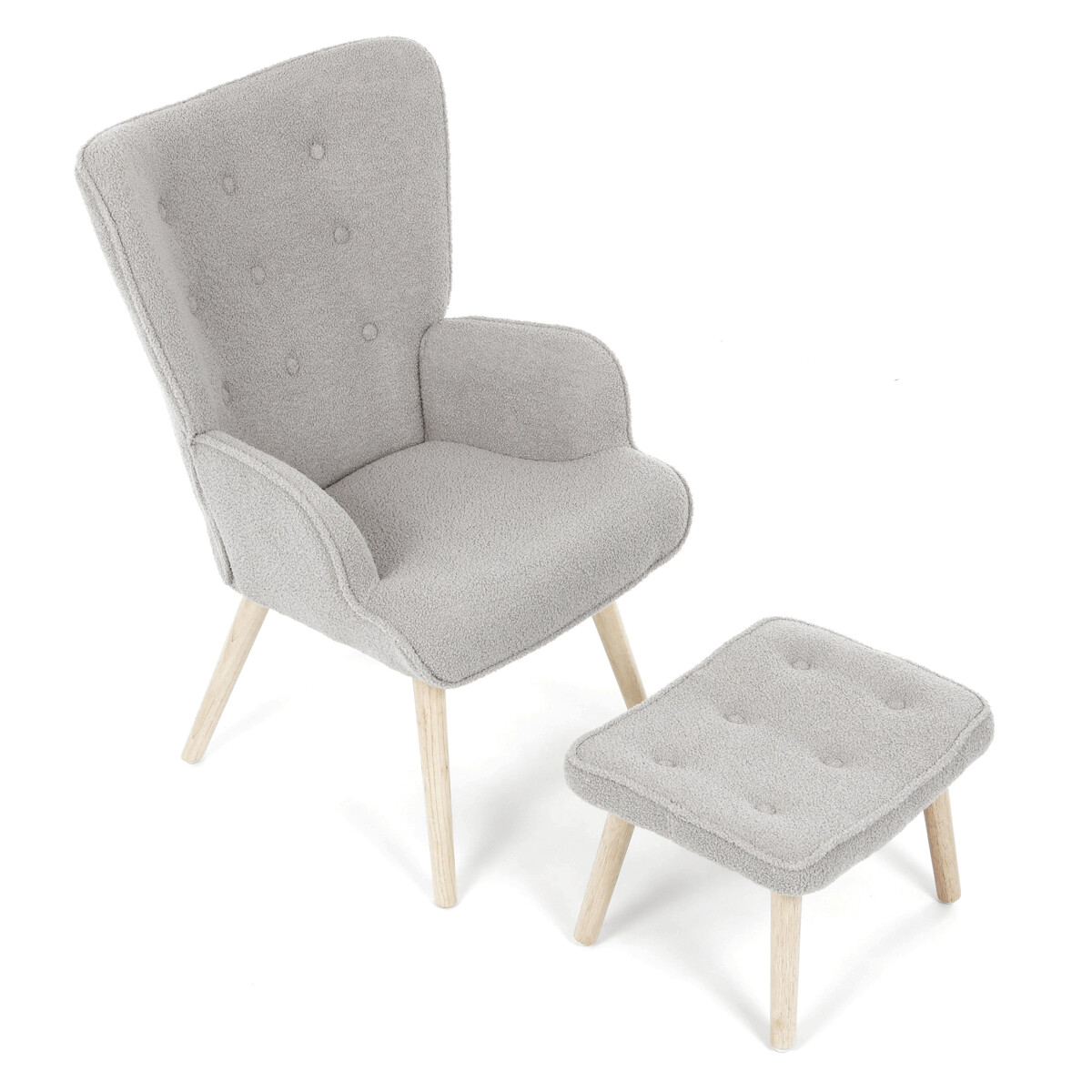 Kreslo ušiak s podnožkou bouclé AK-319 GREY2