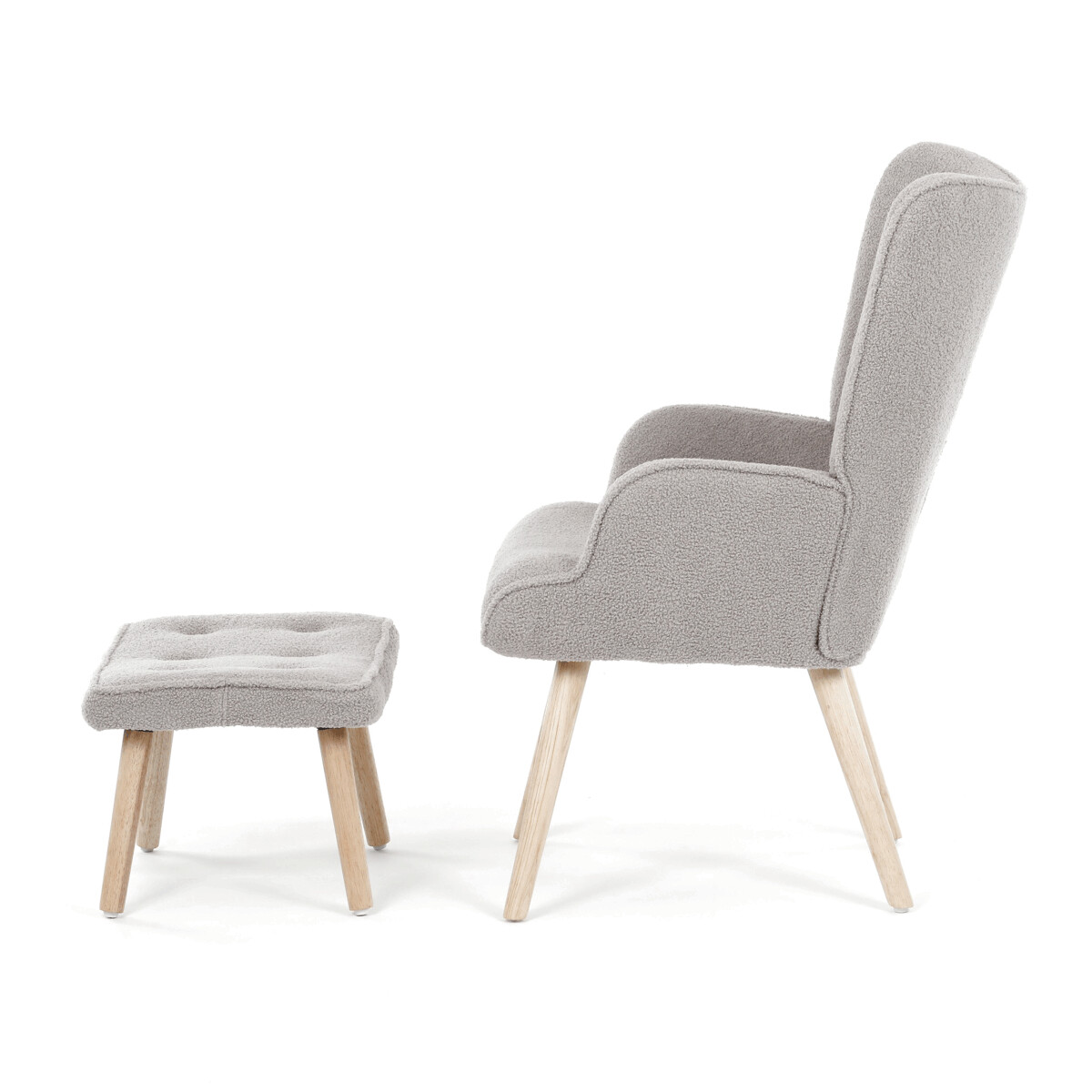 Kreslo ušiak s podnožkou bouclé AK-319 GREY2