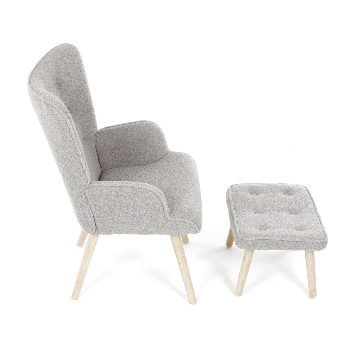 Kreslo ušiak s podnožkou bouclé AK-319 GREY2
