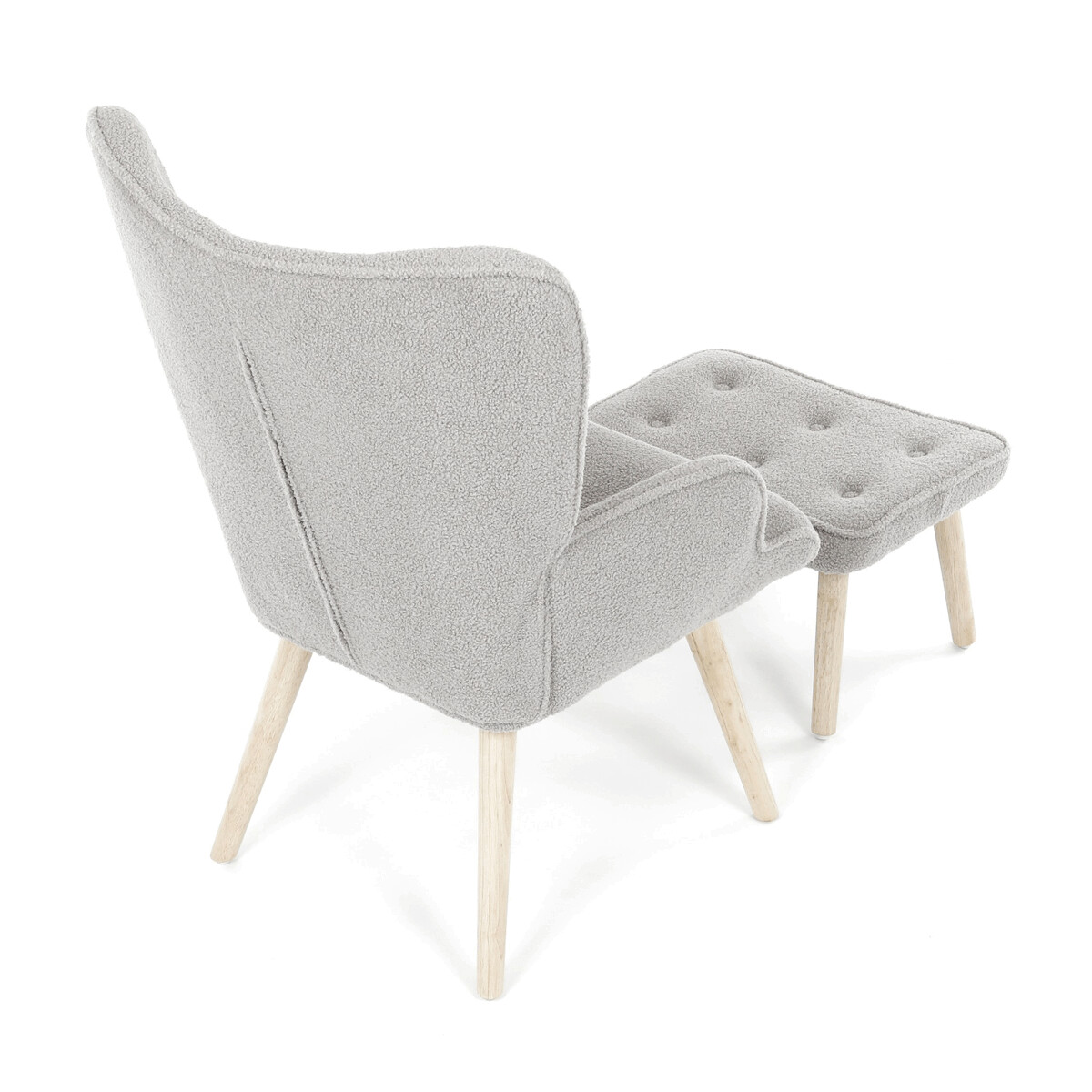 Kreslo ušiak s podnožkou bouclé AK-319 GREY2