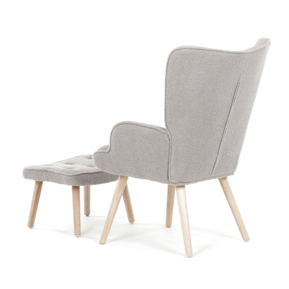 Kreslo ušiak s podnožkou bouclé AK-319 GREY2