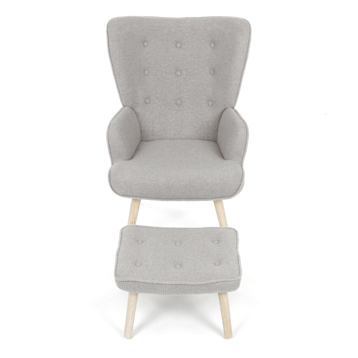 Kreslo ušiak s podnožkou bouclé AK-319 GREY2