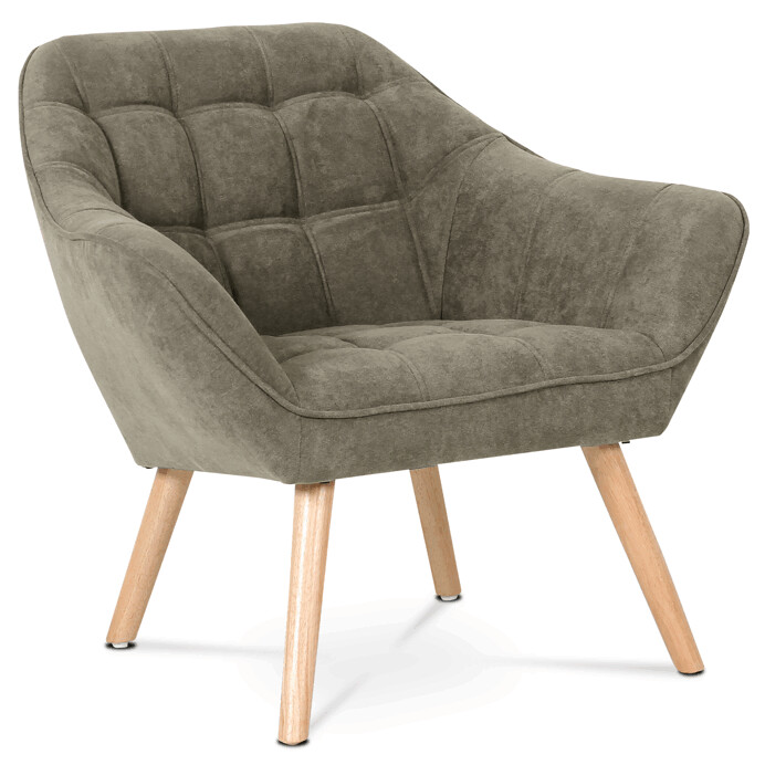 Kreslo, poťah lanýžová látka, drevené nohy, masív kaučukovník AK-321 LAN2