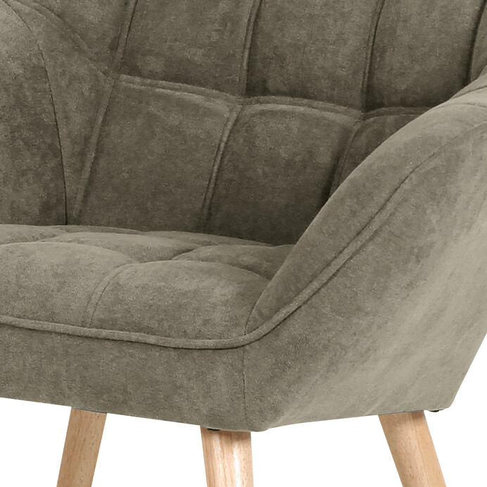 Kreslo, poťah lanýžová látka, drevené nohy, masív kaučukovník AK-321 LAN2