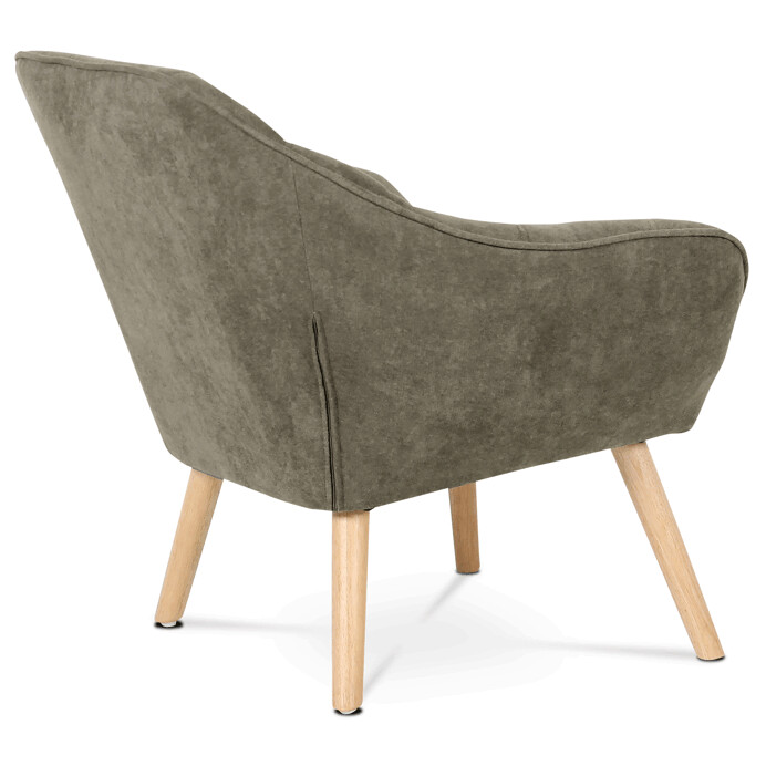 Kreslo, poťah lanýžová látka, drevené nohy, masív kaučukovník AK-321 LAN2