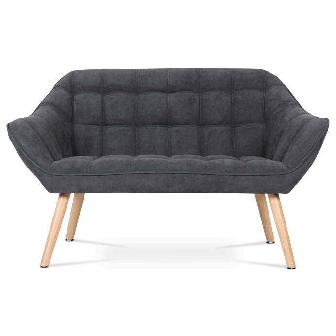 Dvojmiestna sedačka, poťah tmavosivá látka, drevené nohy, masív kaučukovník - AK-322 GREY2