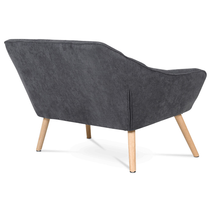 Dvojmiestna sedačka, poťah tmavosivá látka, drevené nohy, masív kaučukovník - AK-322 GREY2