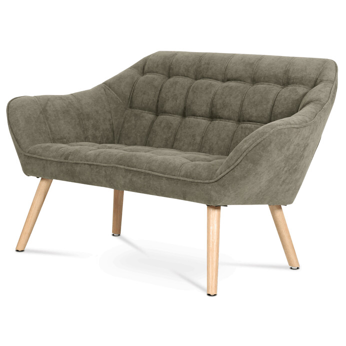 Dvojmiestna sedačka, poťah lanýžová látka, drevené nohy, masív kaučukovník AK-322 LAN2