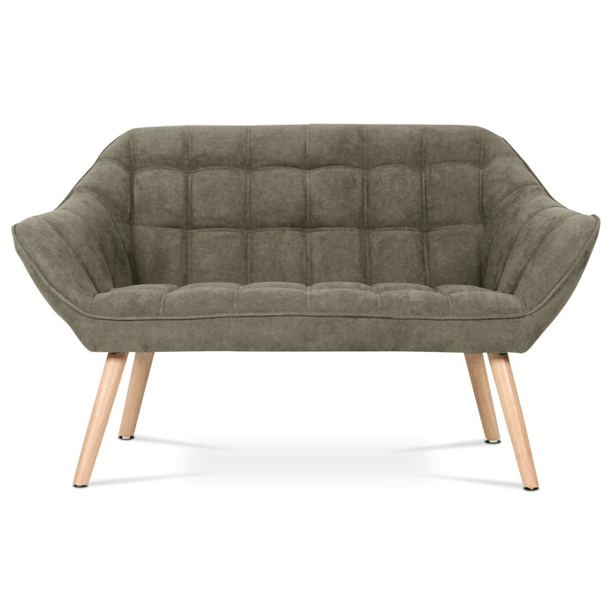 Dvojmiestna sedačka, poťah lanýžová látka, drevené nohy, masív kaučukovník AK-322 LAN2