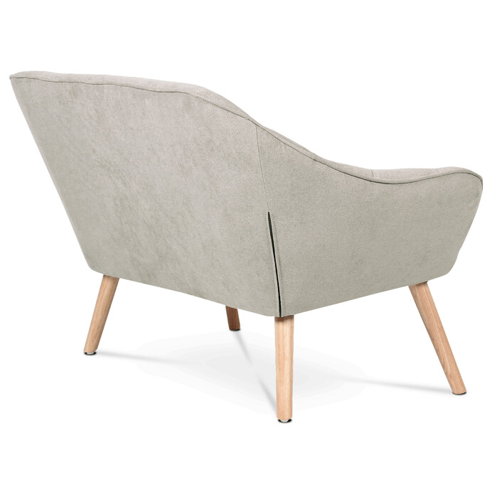 Dvojmiestna sedačka, poťah sivobéžová látka, drevené nohy, masív kaučukovník AK-322 SIL2