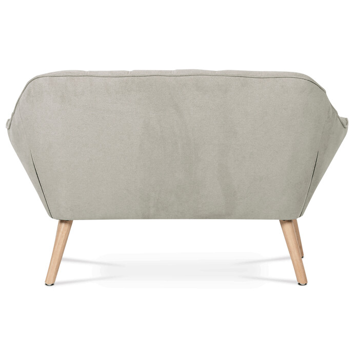 Dvojmiestna sedačka, poťah sivobéžová látka, drevené nohy, masív kaučukovník AK-322 SIL2