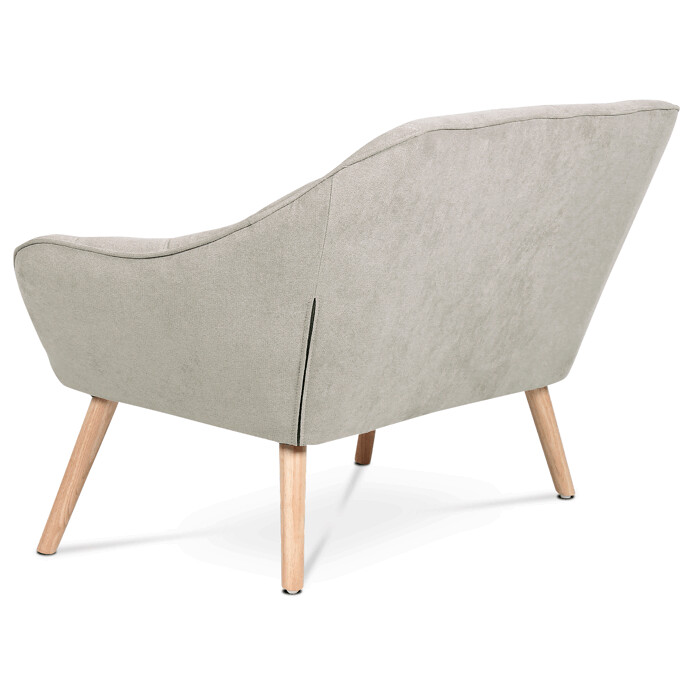 Dvojmiestna sedačka, poťah sivobéžová látka, drevené nohy, masív kaučukovník AK-322 SIL2