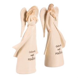 Anděl s nápisem - polyresin, mix 2 druhů, barva béžová, cena za 1 ks.