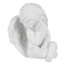 Andílek sedící - figurka z polyresinu, barva bílá.