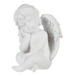 Andílek sedící - figurka z polyresinu, barva bílá.