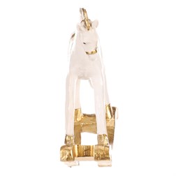 Houpací koník - soška z polyresinu, malá, barva bílo - zlatá.