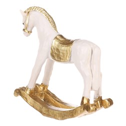 Houpací koník - soška z polyresinu, malá, barva bílo - zlatá.