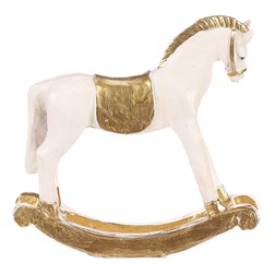 Houpací koník - soška z polyresinu, malá, barva bílo - zlatá.