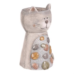 Kočka - obal na květiny, s kamínky, magnesium
