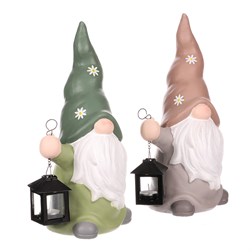 Trpaslík s lucernou, mix 2 barev, keramika.