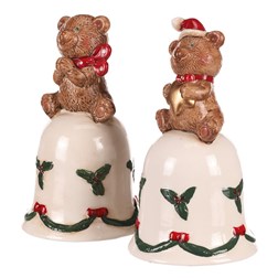 Zvonek s medvídkem, porcelán, mix 2 druhů, cena za 1 ks
