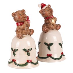 Zvonek s medvídkem, porcelán, mix 2 druhů, cena za 1 ks
