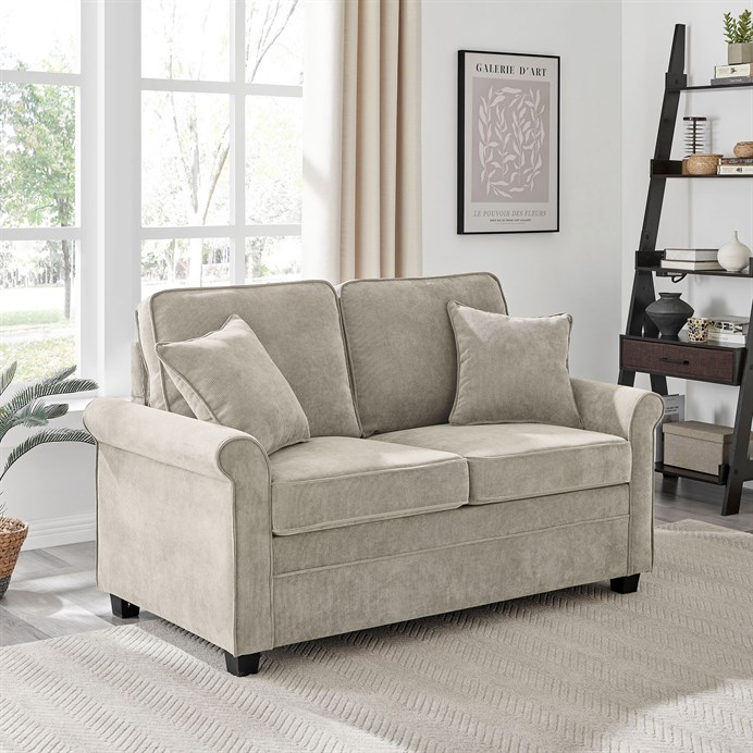 Dvojmiestna pohovka, béžová, menčestrová látka, ASB-4170 BGE2