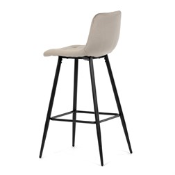 Židle barová, cappuccino látka, čtyřnohá kovová podnož, černý mat
