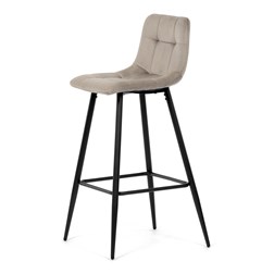 Židle barová, cappuccino látka, čtyřnohá kovová podnož, černý mat