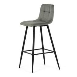 Židle barová, zelená látka, čtyřnohá kovová podnož, černý mat