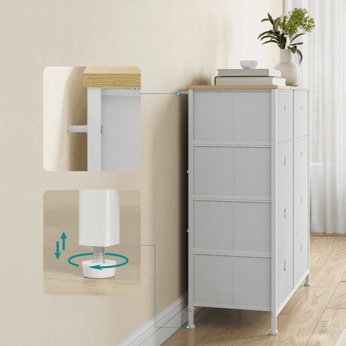 Komoda látková AUK-E1024 Biela