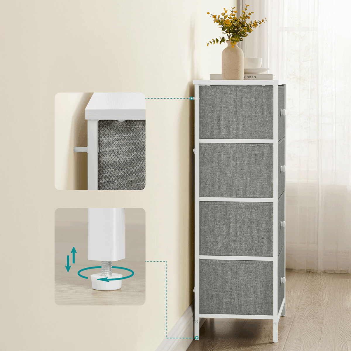 Komoda látková AUK-E1031 Biela